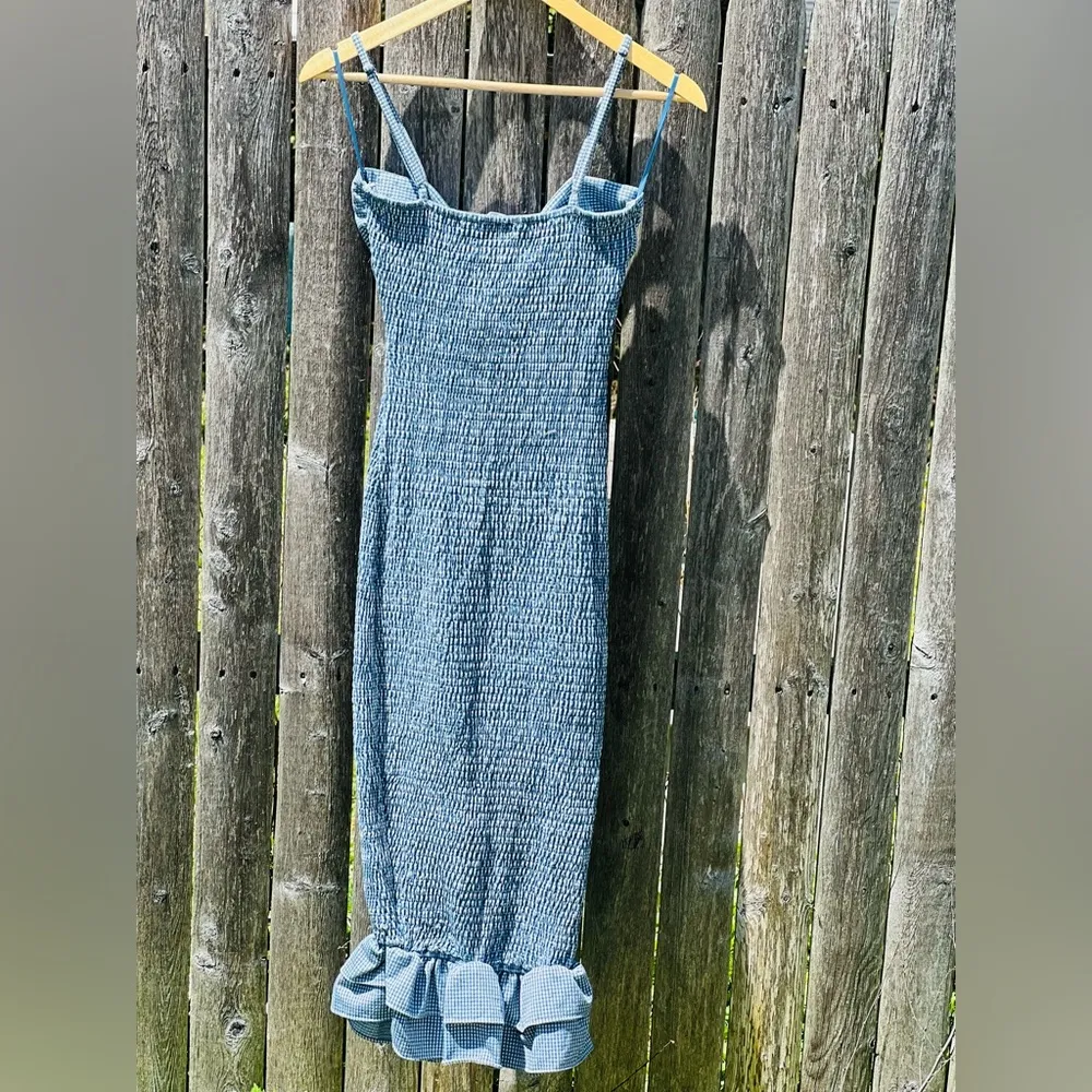 Mable MiDI Dress Front Tie Gingham Ruffled Hem Blue - Image 10