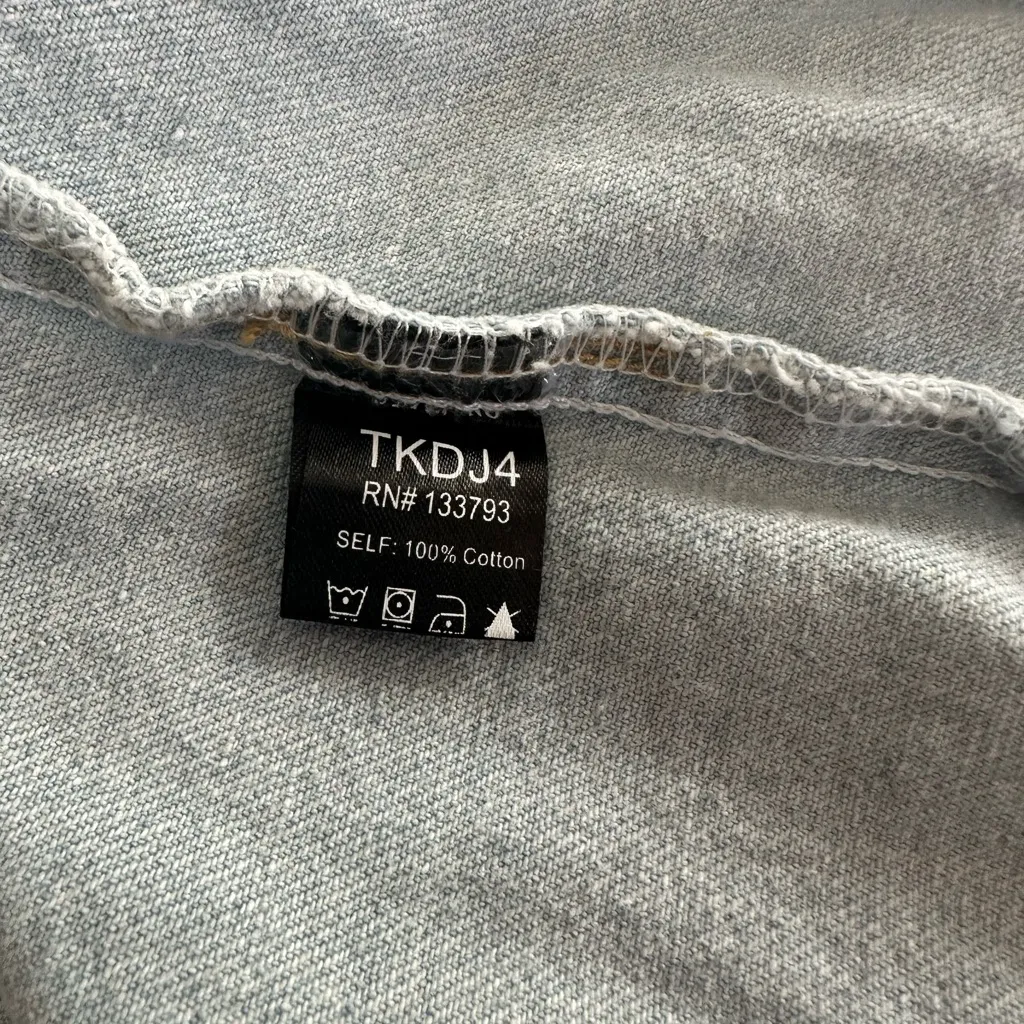 POL EUC Light Two Tone Blue and Cream Denim Jacket Sz L 20” p2p - Image 5