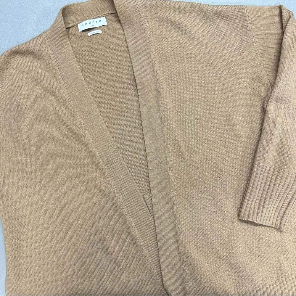Sandro Cardigan Wool Cashmere Blend Oversized Sweater Italian Yarn Side Slit 2 - Image 3