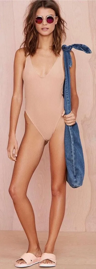 Brand new  Backless One Piece Ribbed High Leg Swimsuit - Image 2