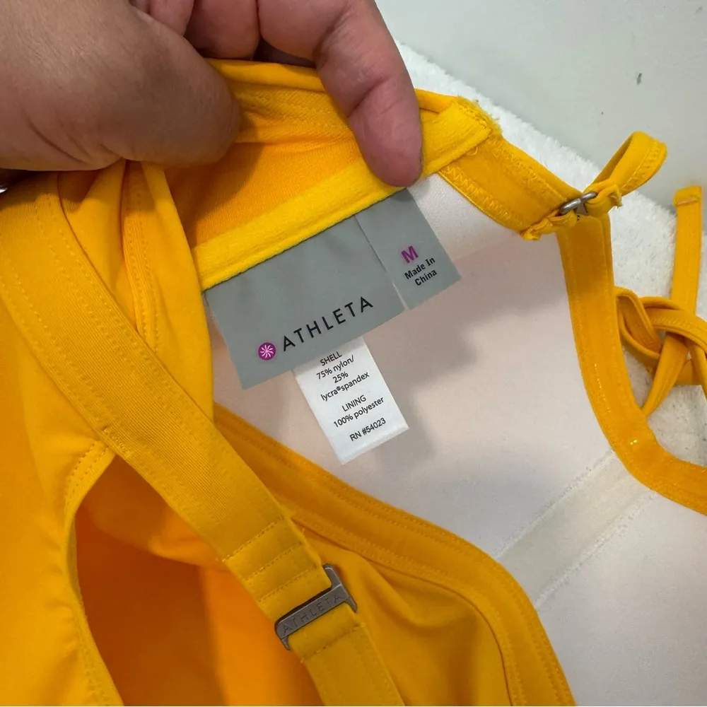 Athleta Yellow Shirred Halter Tankini Swim Top M - Image 6