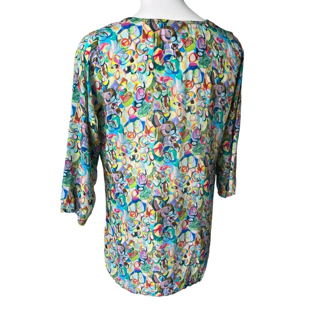 APNY Semi Sheer Abstract Multi Color Pullover Print Tunic, Sz S - Image 6