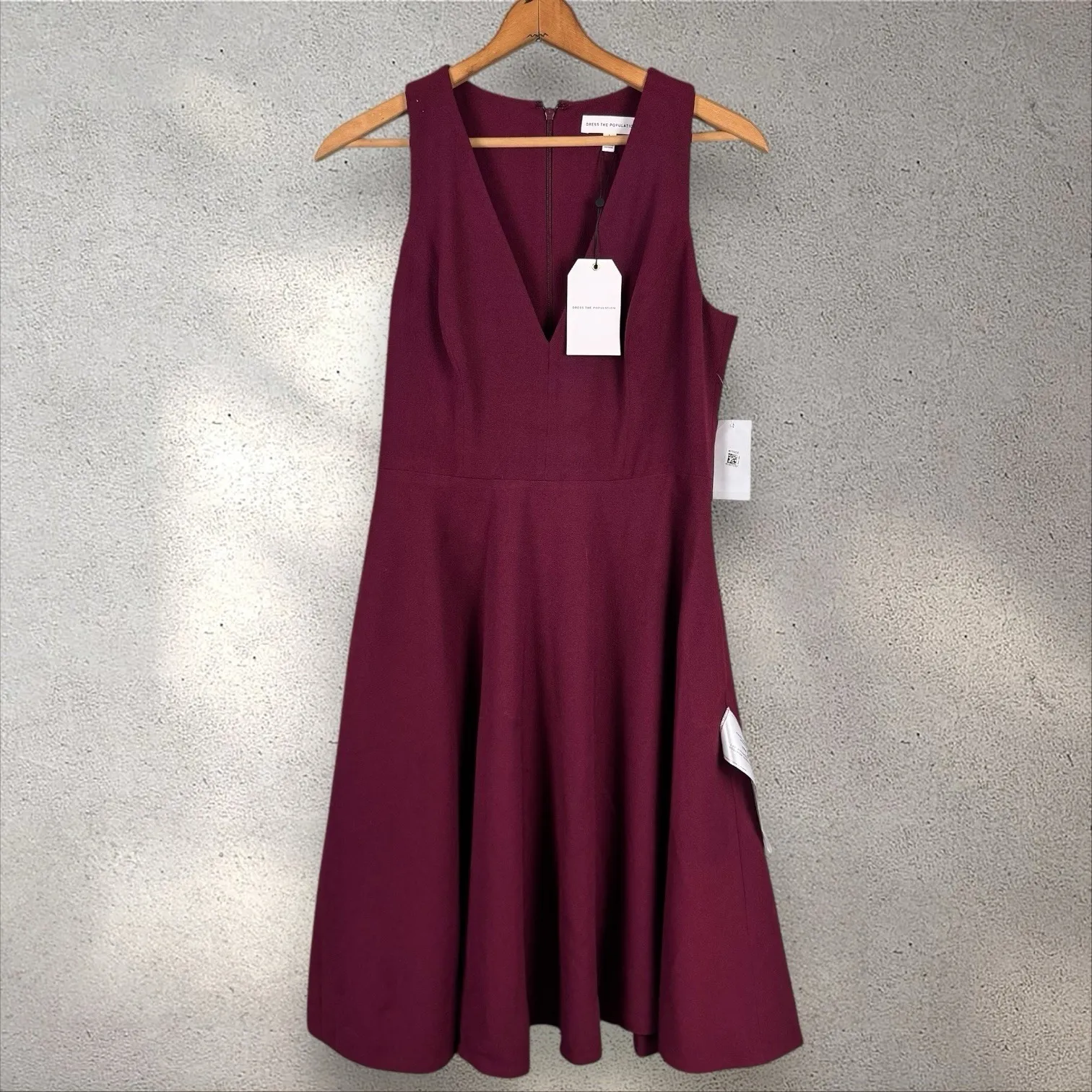 Dress The Population Catalina‎ Dress in Burgundy Fit and Flare Cocktail Sz L NWT - Image 4