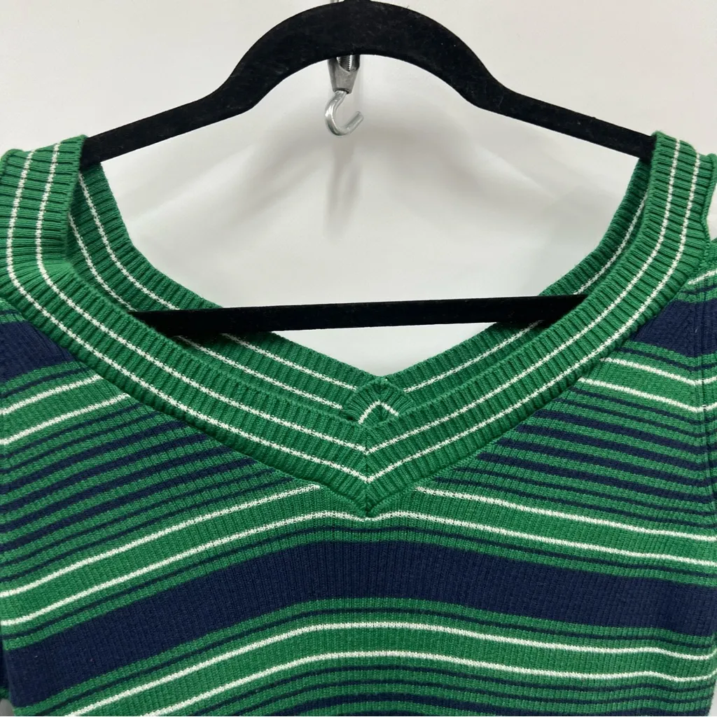 United Colors Of Benetton Off-Shoulder Green & Navy short sleeve Sweater size M - Image 10