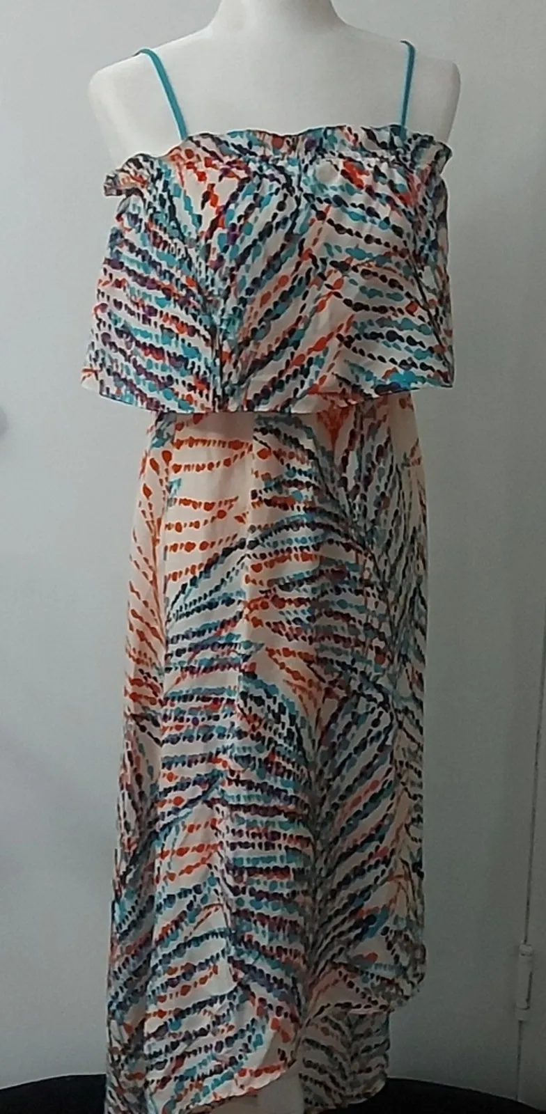 Collective Concepts Ruffle High Low Maxi Dress XS Vacation Casual Dopamime Boho - Image 1