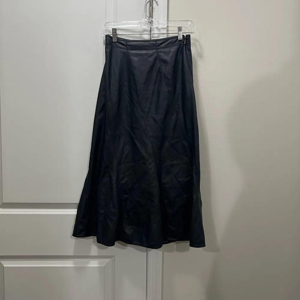 Rebecca Taylor Navy Blue Faux Leather Skirt Size 2 US $375 - Image 2