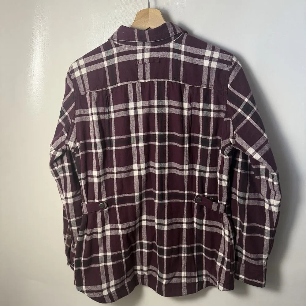 Duluth Shirt Jacket Plaid Free Swingin Fleece Lined Flannel Shacket Gorpcore S Red - Image 2