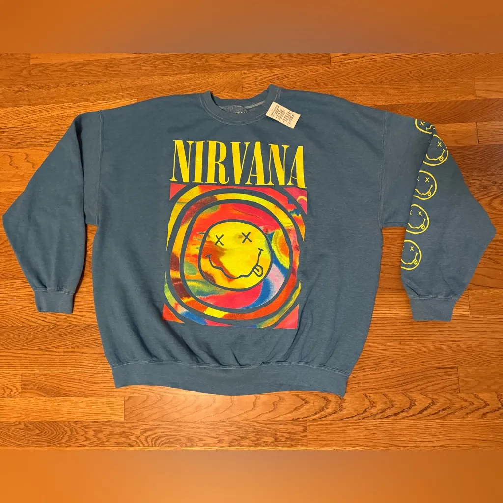 NWTNirvana Smile overdyed sweatshirt very oversized size L/XL - Image 9
