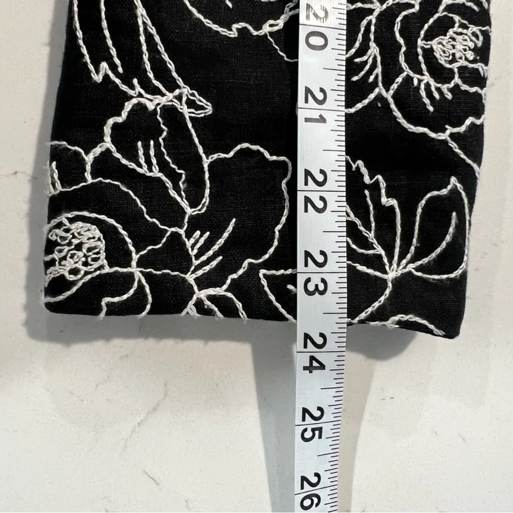 Jones New York Signature 100% Linen Black&White Floral Embroidered Jacket Sz 12 - Image 12