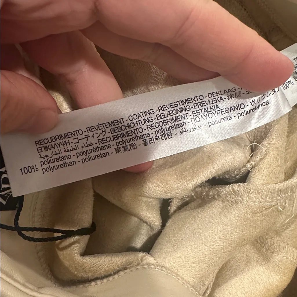 NEW Zara Creamy Beige Tan Faux Leather Leggings Ankle Zips Sz XS - Image 10