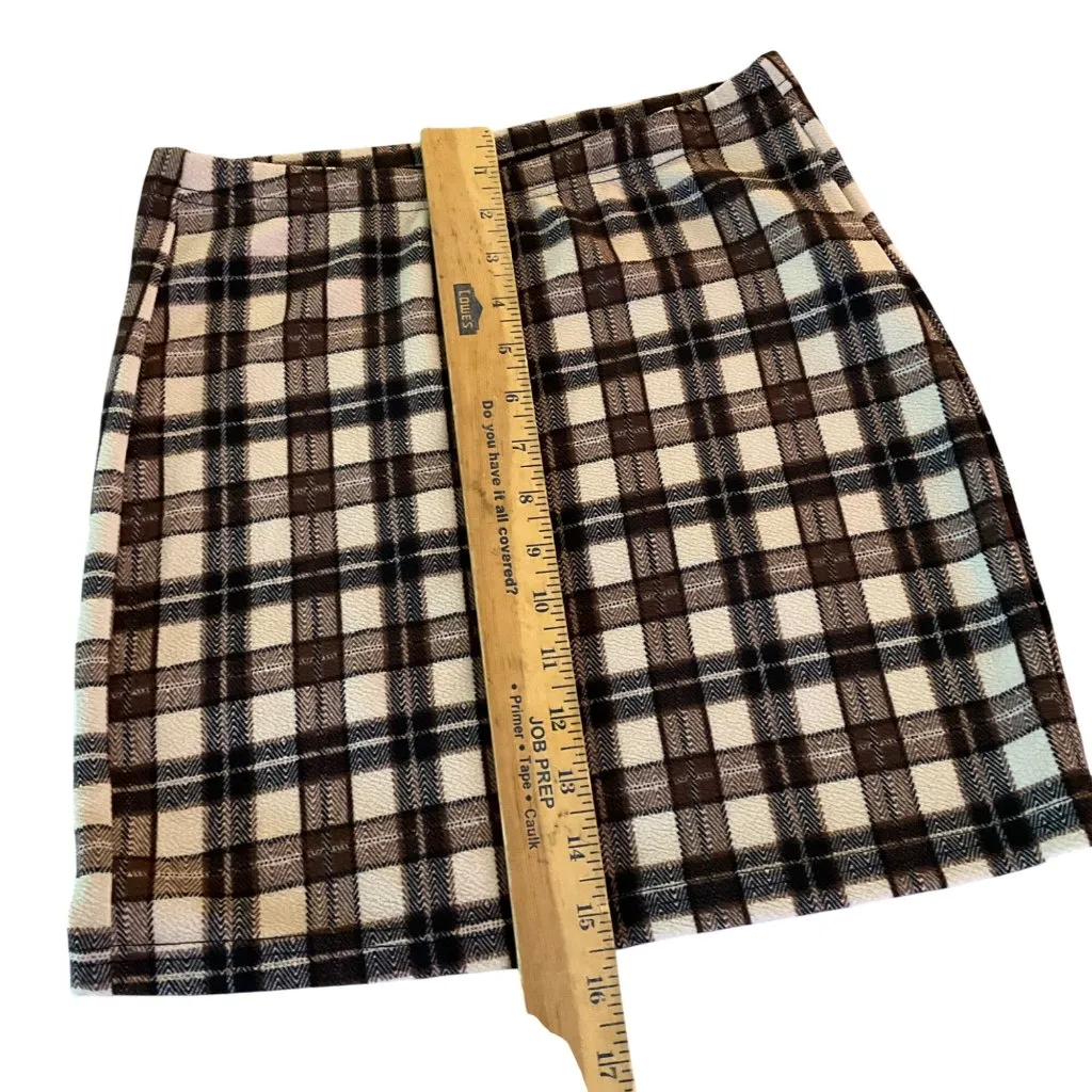 Plaid Mini Skirt In Brown & Beige By SHEIN  Small short casual  stretch - Image 2