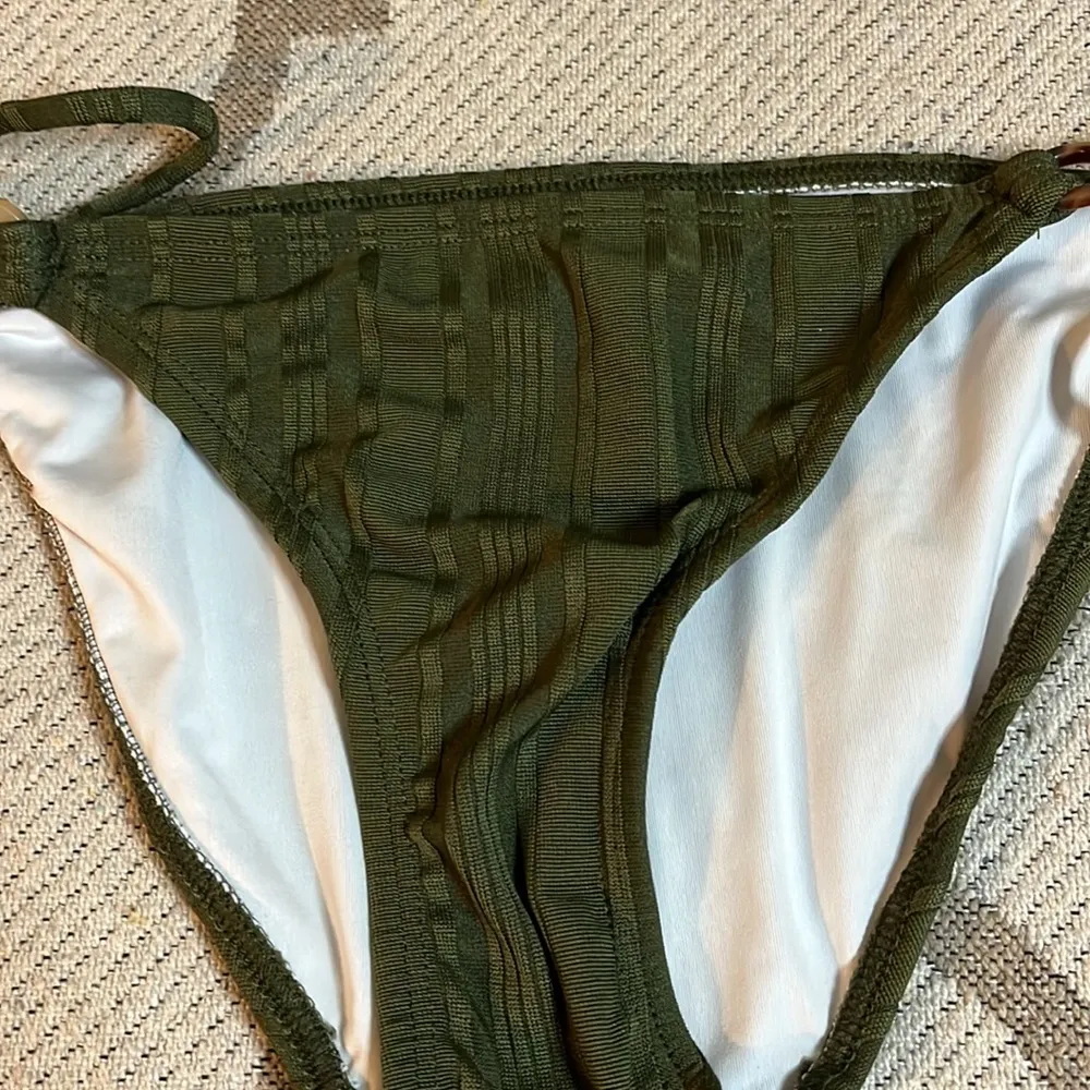 Shoshanna side tide army green striped bikini bottoms - Image 4