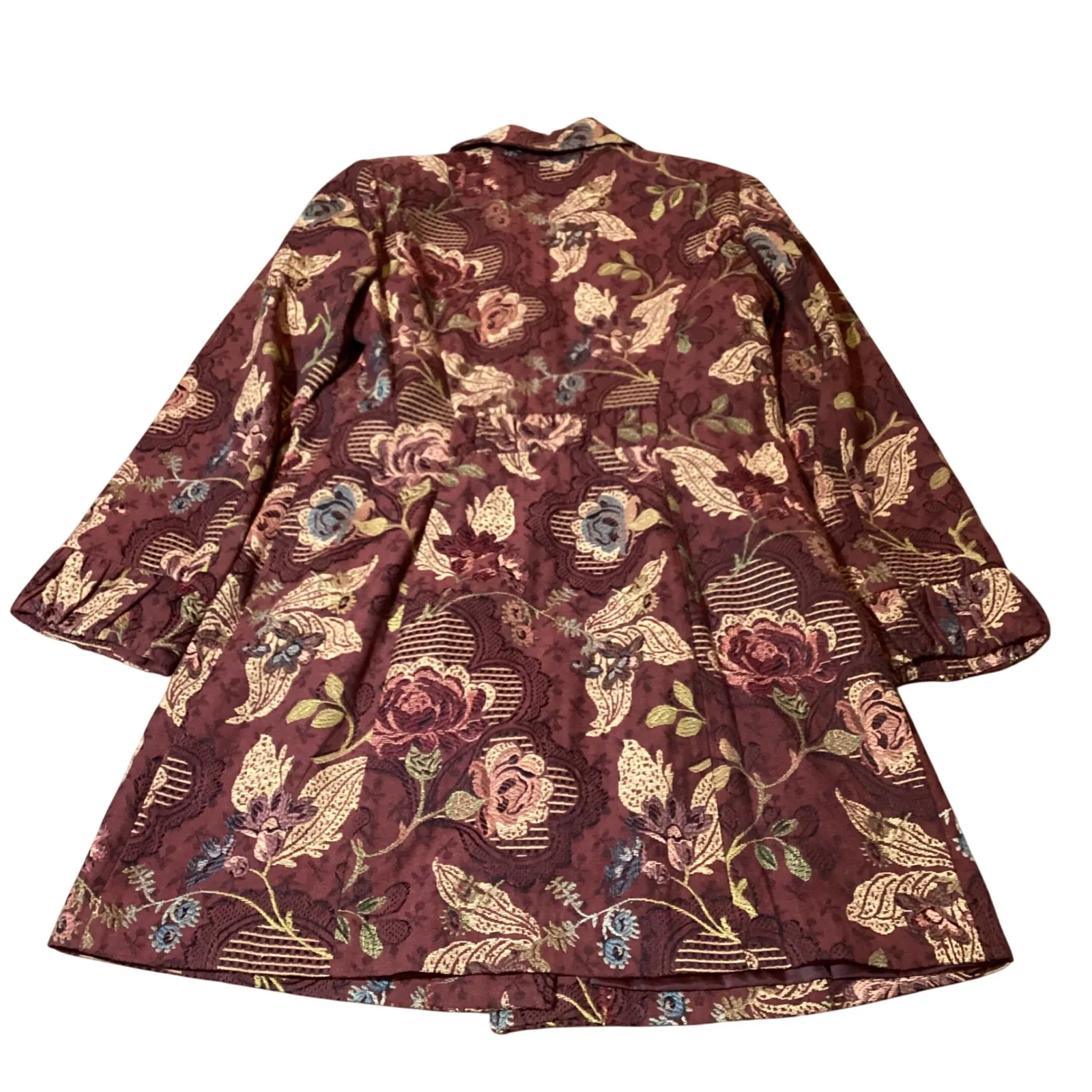 Cabi Womens Burgundy Floral Brocade Blazer Jacket Size 14 - Pre Owned - Image 8