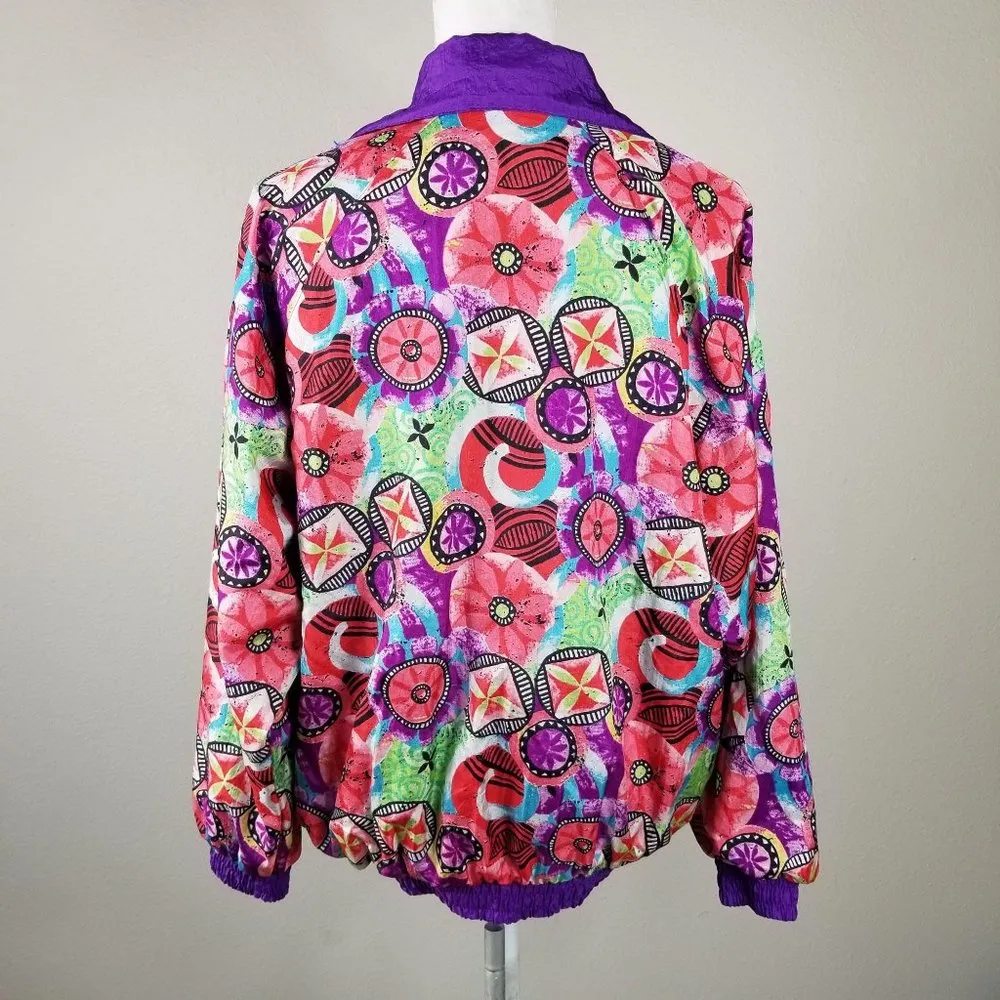 Vintage Medium Multi Color Zip up Wind Breaker - Image 3
