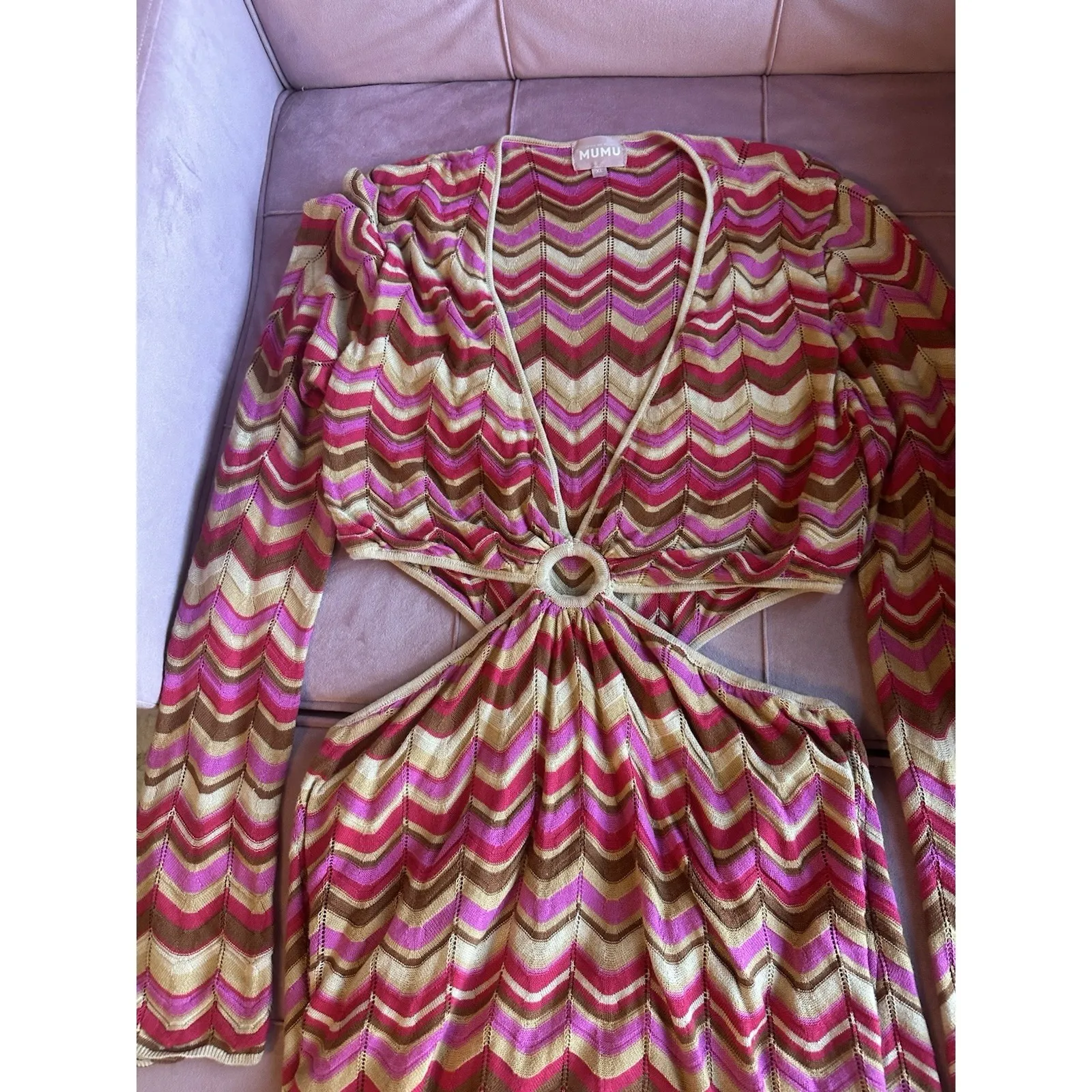 Show Me Your MuMu Go Out Carlo Cut Out Mini Dress Retro Disco size XL - Image 8