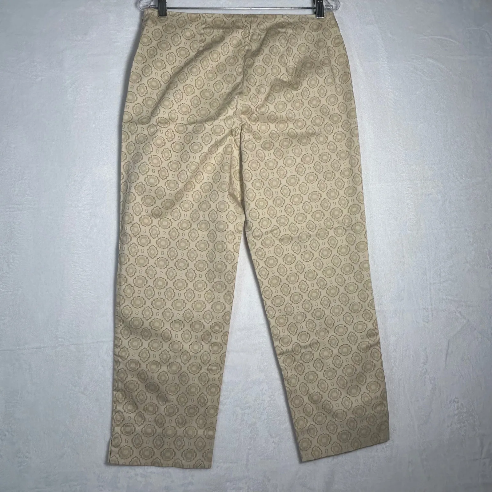 Liz Claiborne Jackie Pants Womens Size 10 Beige Geometric Print Straight Leg - Image 2
