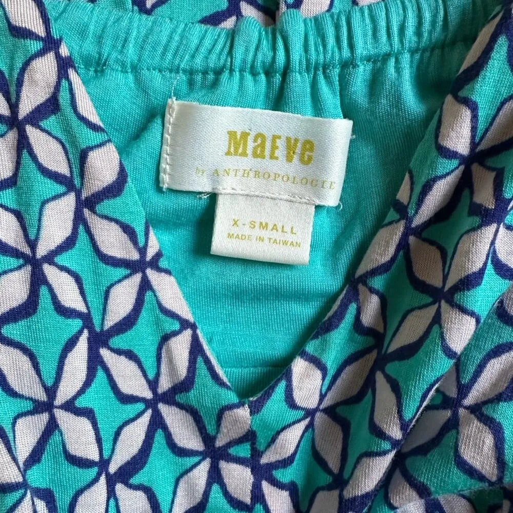 Maeve Anthropologie Mabel Maxi Dress Tiered Teal Vacation Resortwear Summer - Image 2