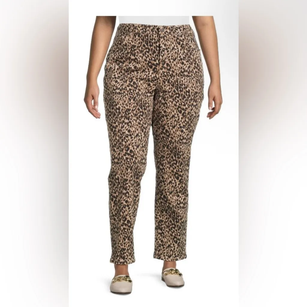 TERRA & SKY Womens Straight Leg Jean Size 20W Petite Animal Print Med Weight New - Image 3