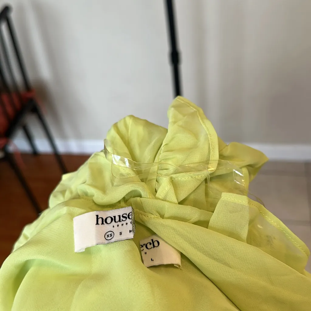 HOUSE OF‎ CB 'Pixie' Lime Ruffle Maxi Dress NWOT size XS - Image 7