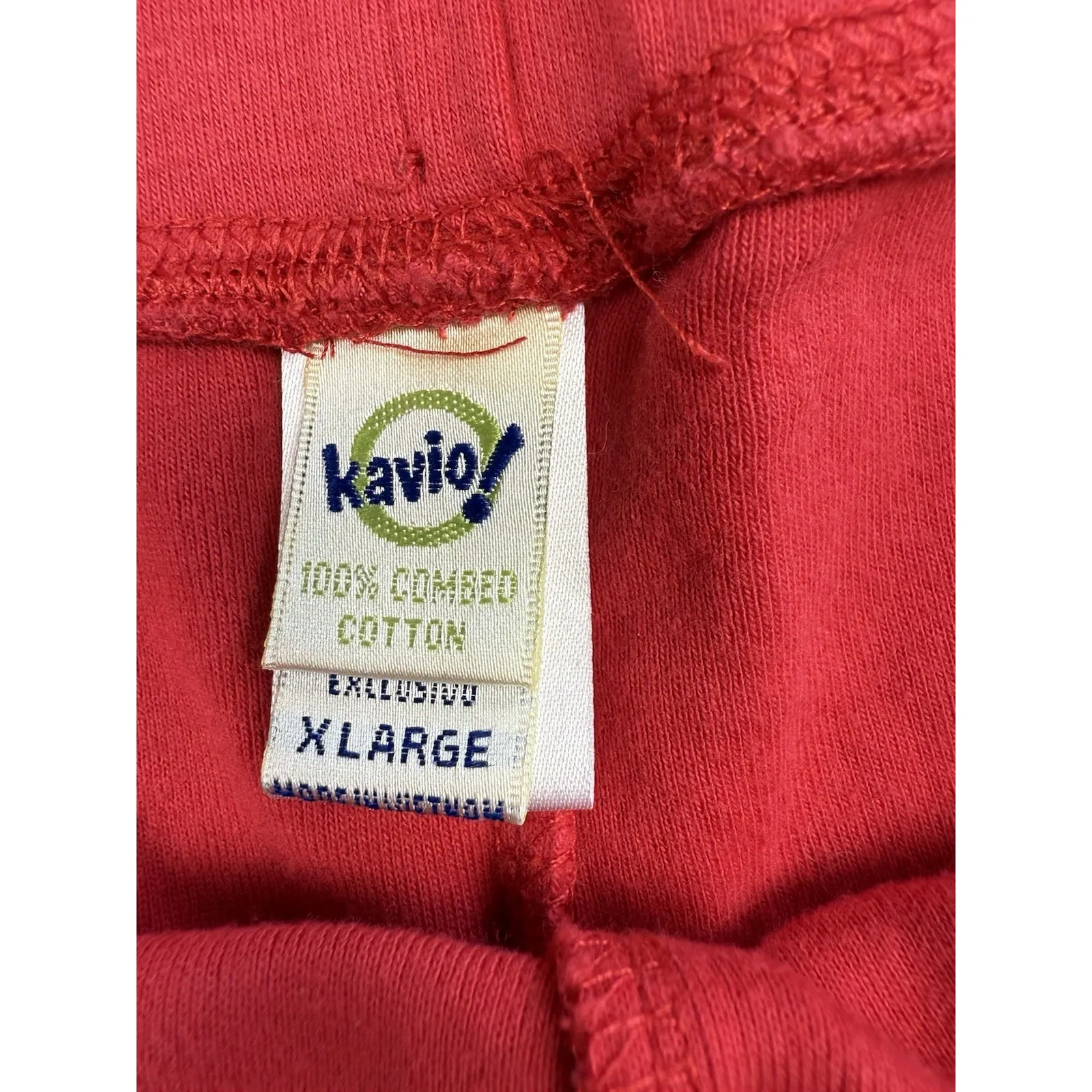 Vintage 90s Micro Mini Sweat Shorts Kavio Women's Size XL Inked Red White Trim - Image 3