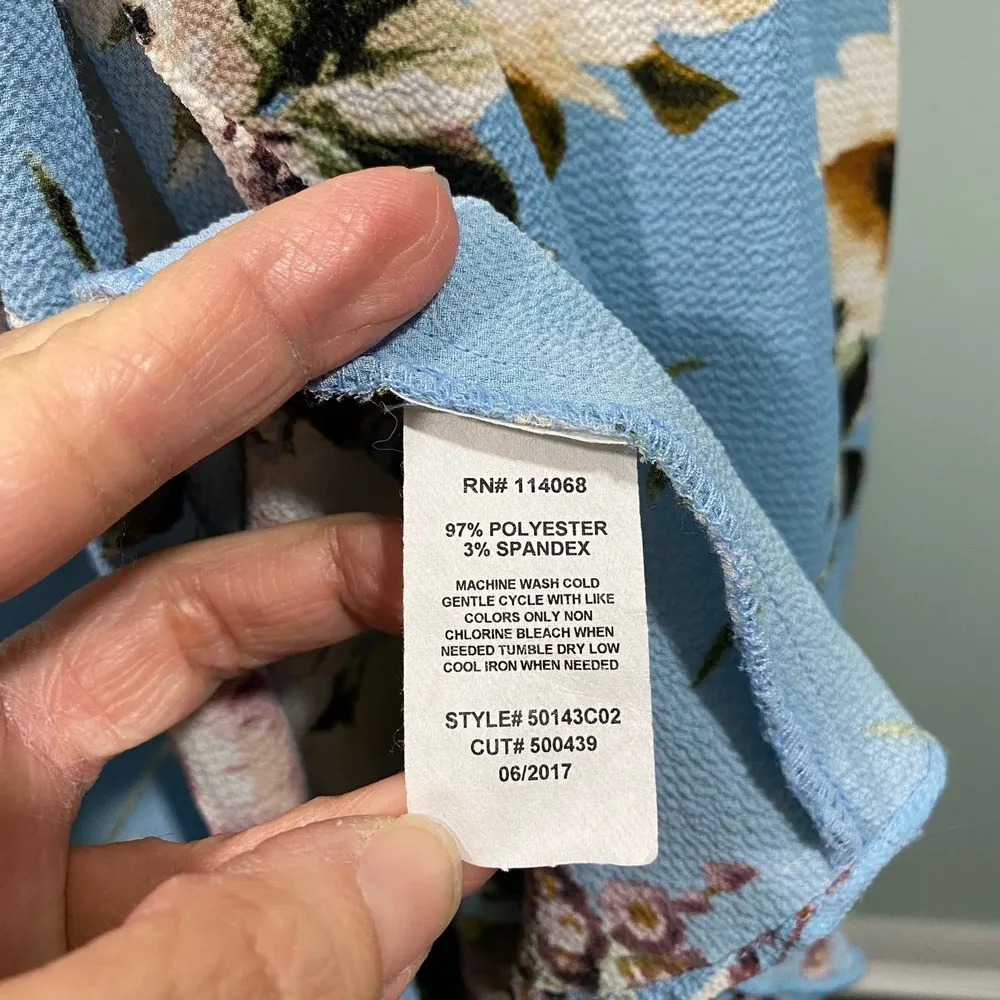 Spirit Of Grace Women's Blue Floral Ruffle Sleeveless Wrap Dress Size S - Image 5