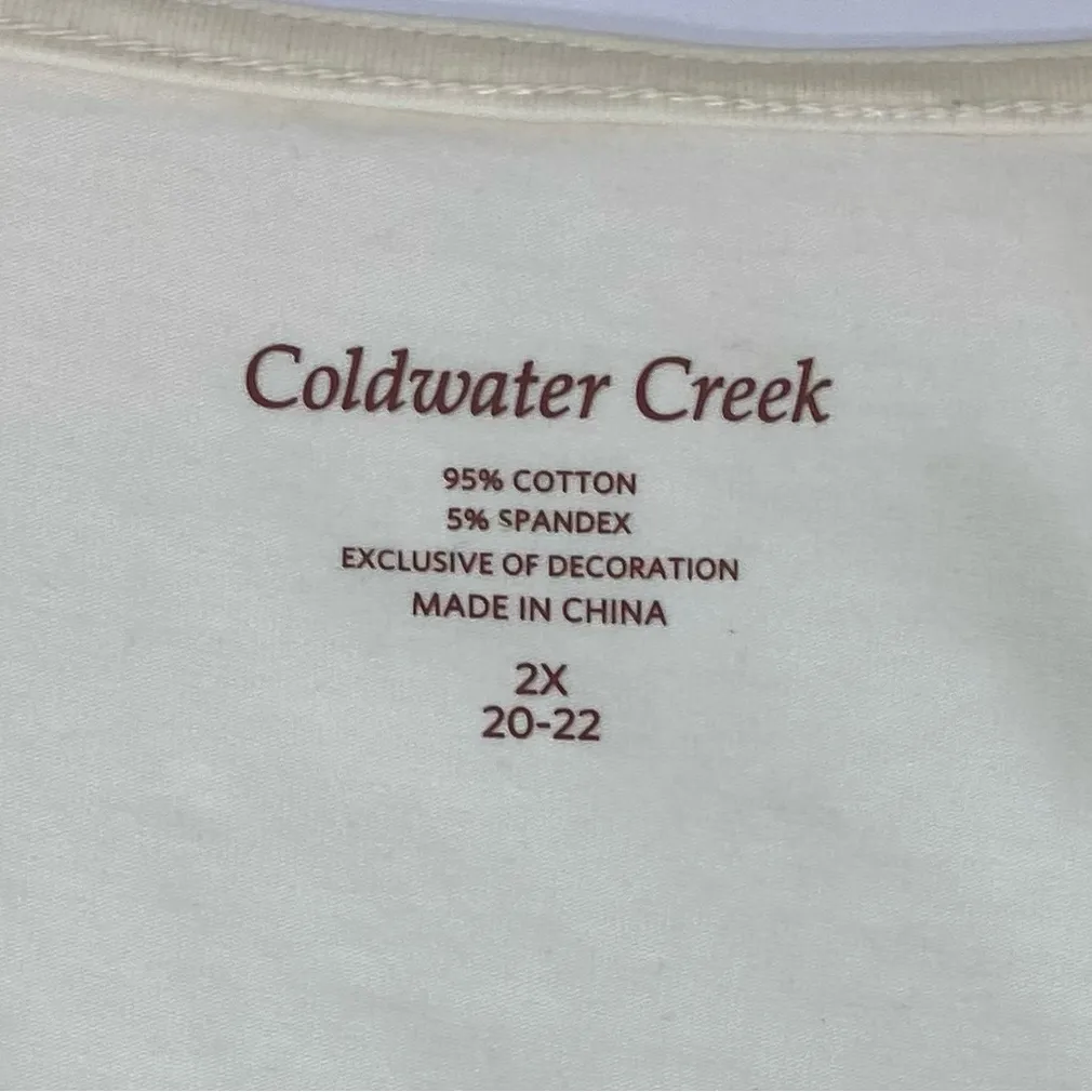 Coldwater Creek Women’s 2X (20-22) Cream Square Neck Lace Stretchy Tank - Image 7