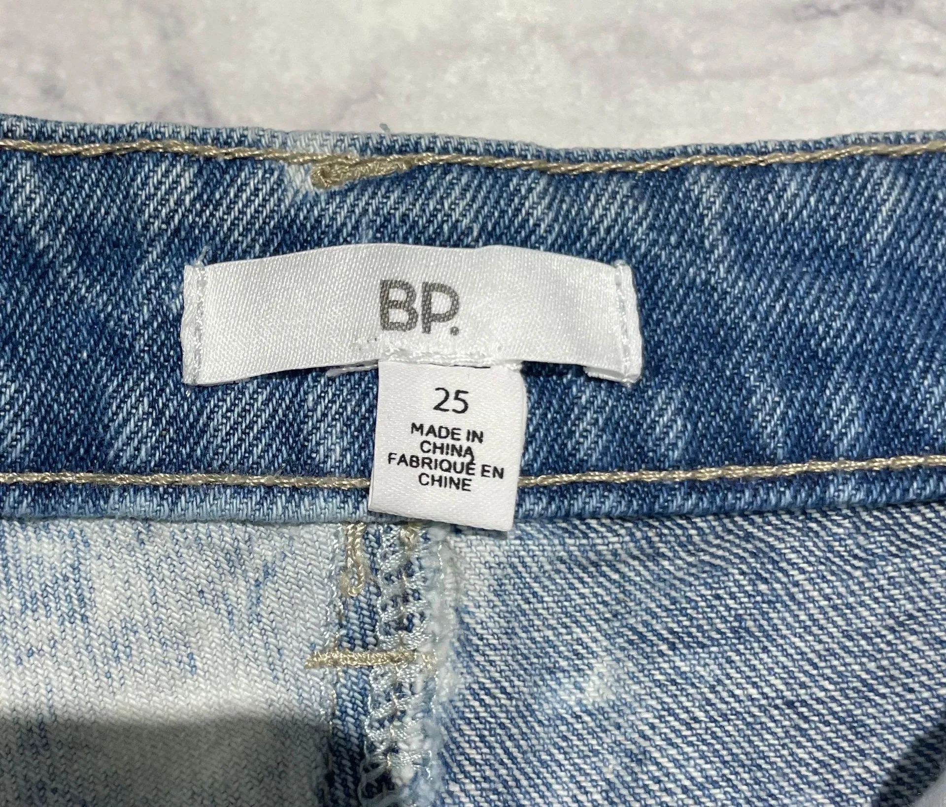 New  Ripped Cutoffs High Rise Shorts Non-Stretch Denim Blue Bleached Wash - Image 11