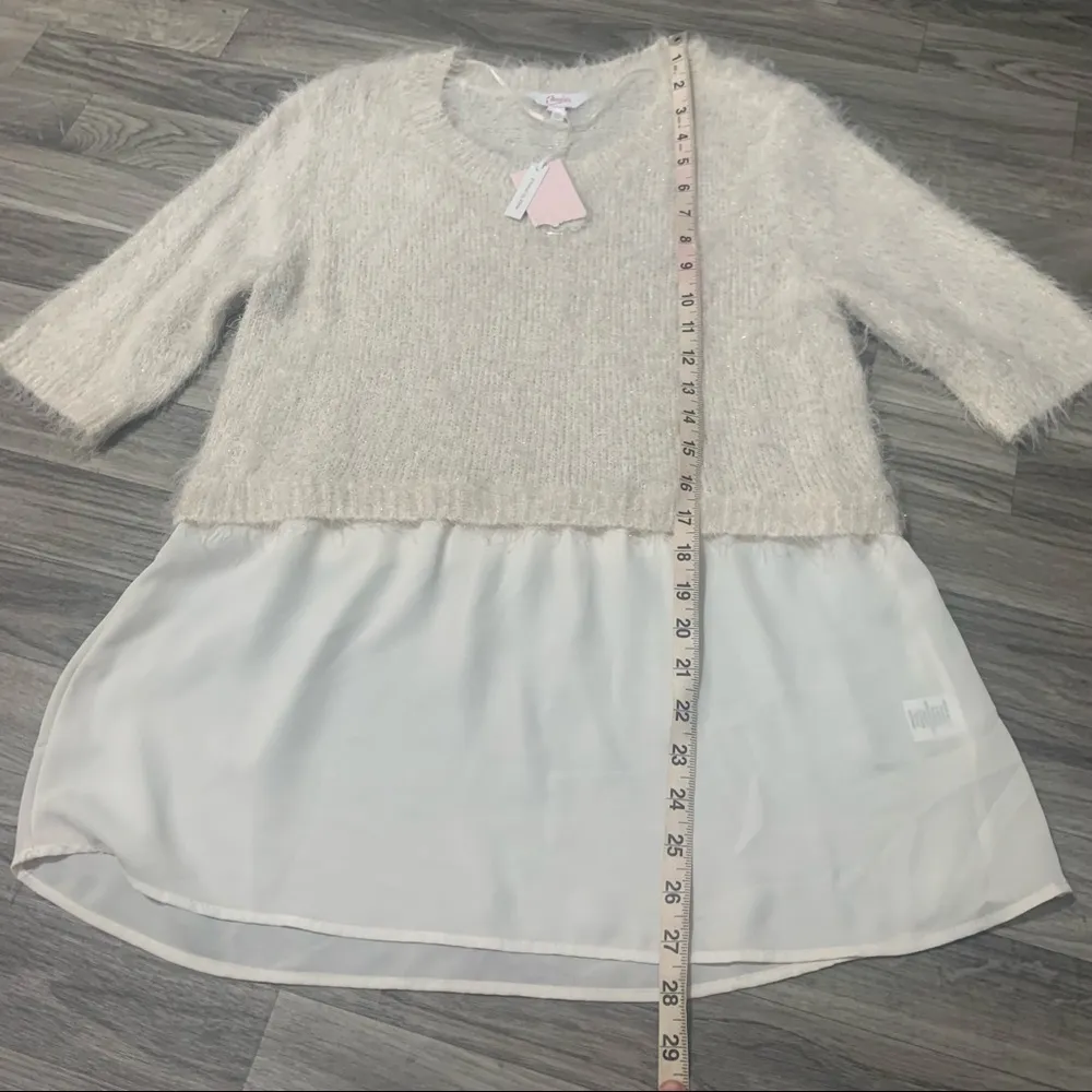 Candies White Polyester Faux Fur Blouse Top; Large Women’s - Image 3