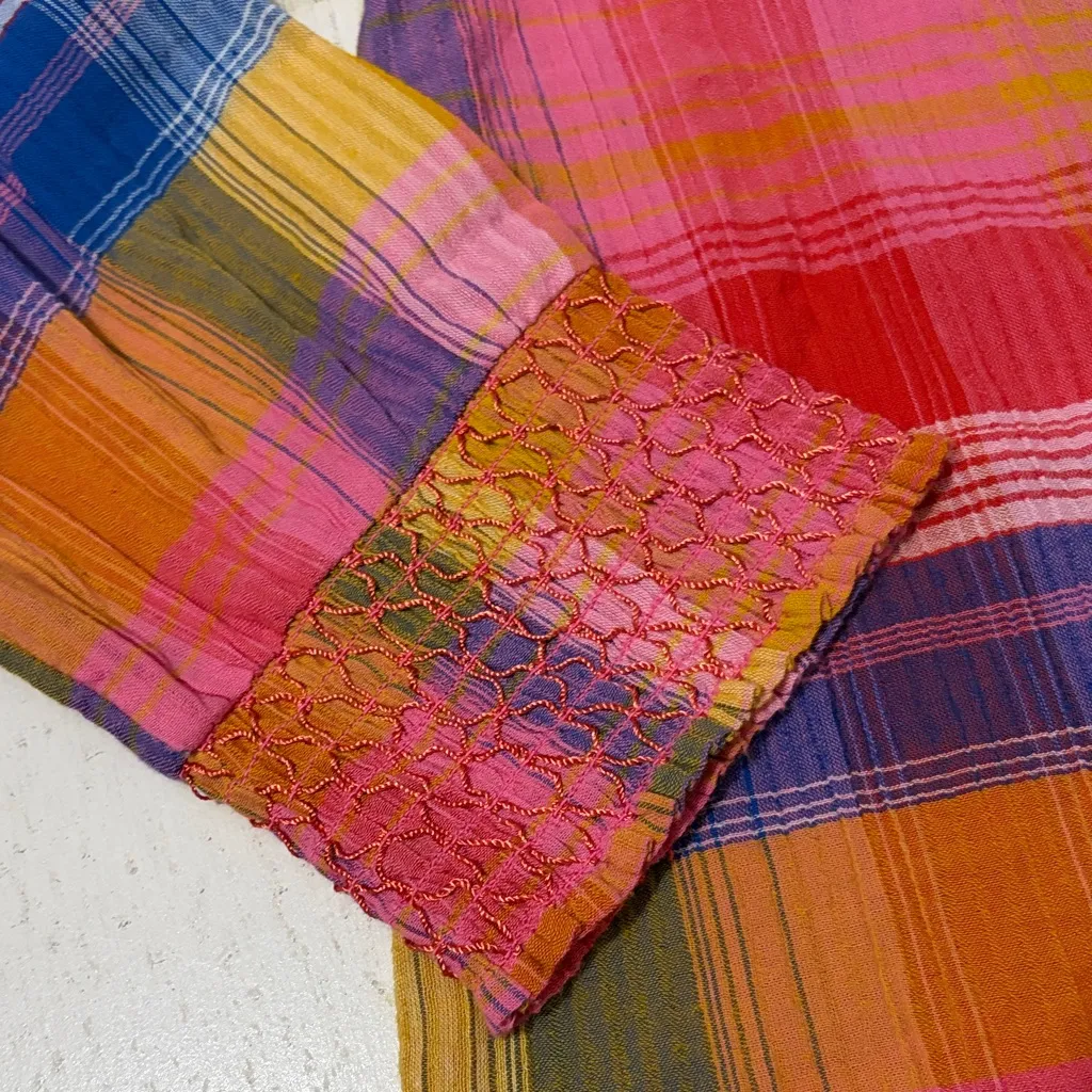 Soft Surroundings Sansonne Multicolor Plaid Button Down Shirt Size XL - Image 4