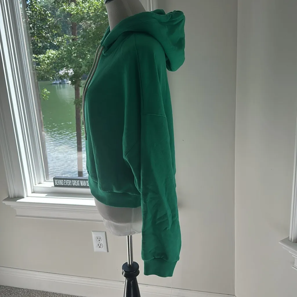 GAP Bright Green Vintage Cropped Drop Shoulder Hoody, Medium, Like New - Image 5