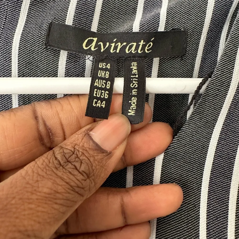 Avirate Black White Striped 3/4 Sleeve Career Dress With Square Neck Size 4 - Image 5