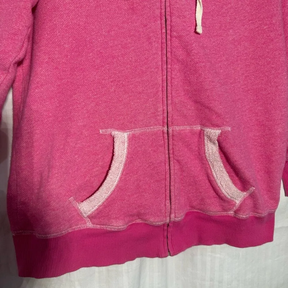 Caslon Pink Cotton Full Zip Hoodie Women’s Size Medium 3/4 Sleeve Terry Cloth - Image 5