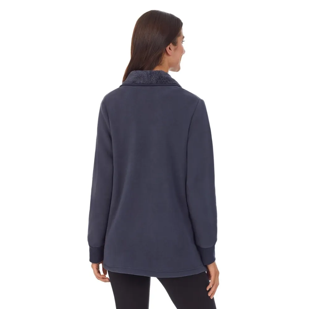 Women's Koolaburra by UGG Microfleece & Sherpa Open Cardigan Navy Large - Image 2