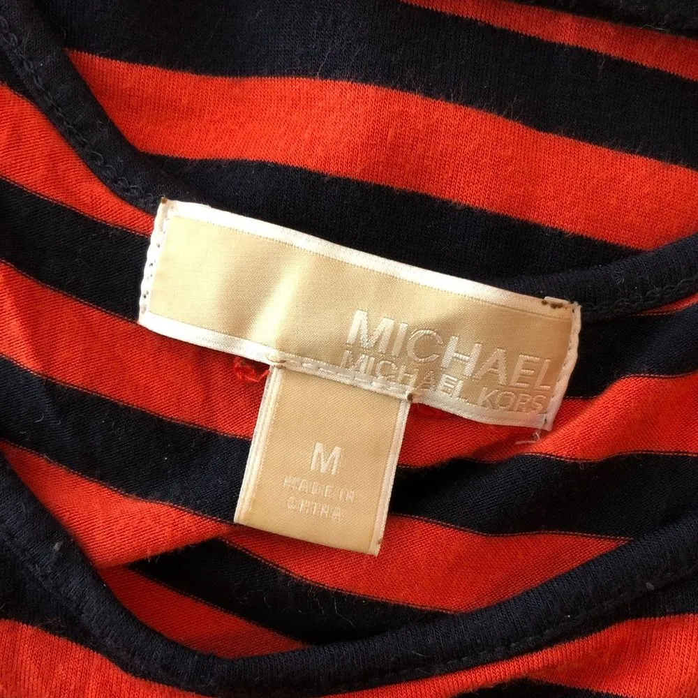 Michael Kors Womens Maxi Dress Hi Low Hem Scoop Neck Sleeveless Orange Black M - Image 3