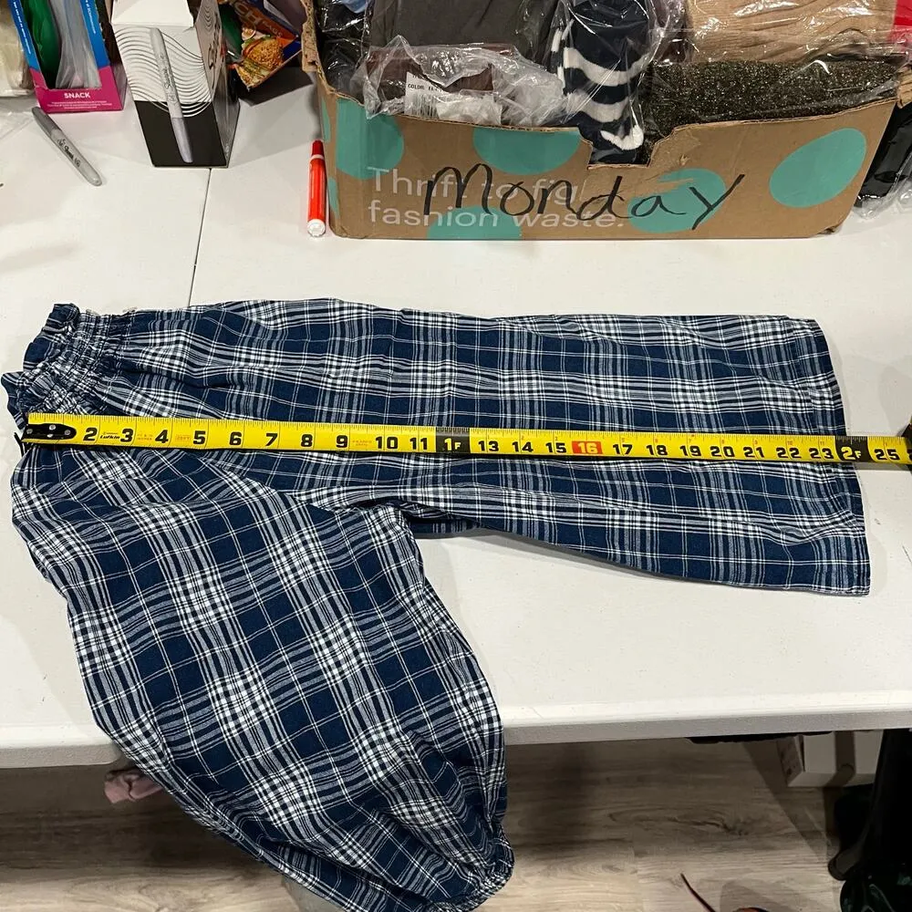 JCrew Factory Blue Plaid smocked ruffleneck top Women’s Size Small 100% Cotton - Image 8