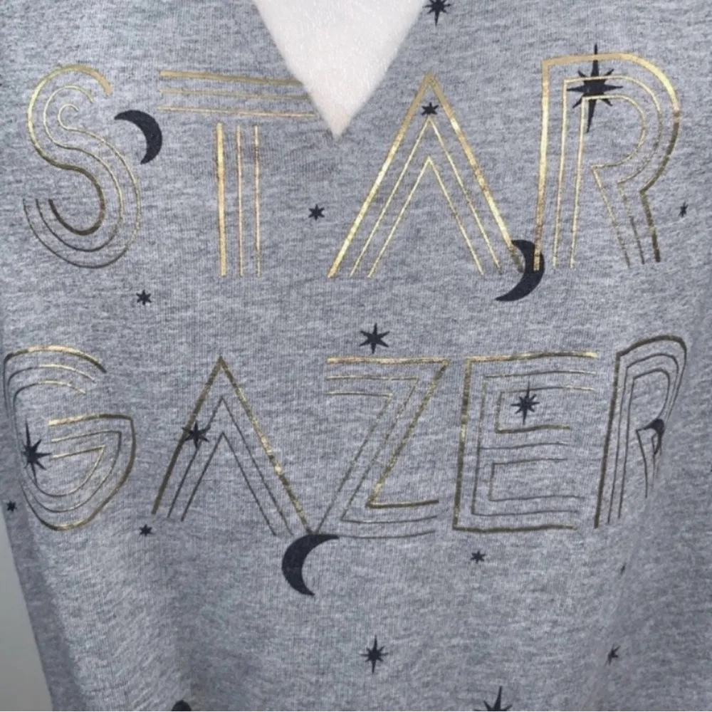Modern Lux Grey, Black & Gold Sleeveless Tie Waist “Star Gazer” Graphic Top - Image 3