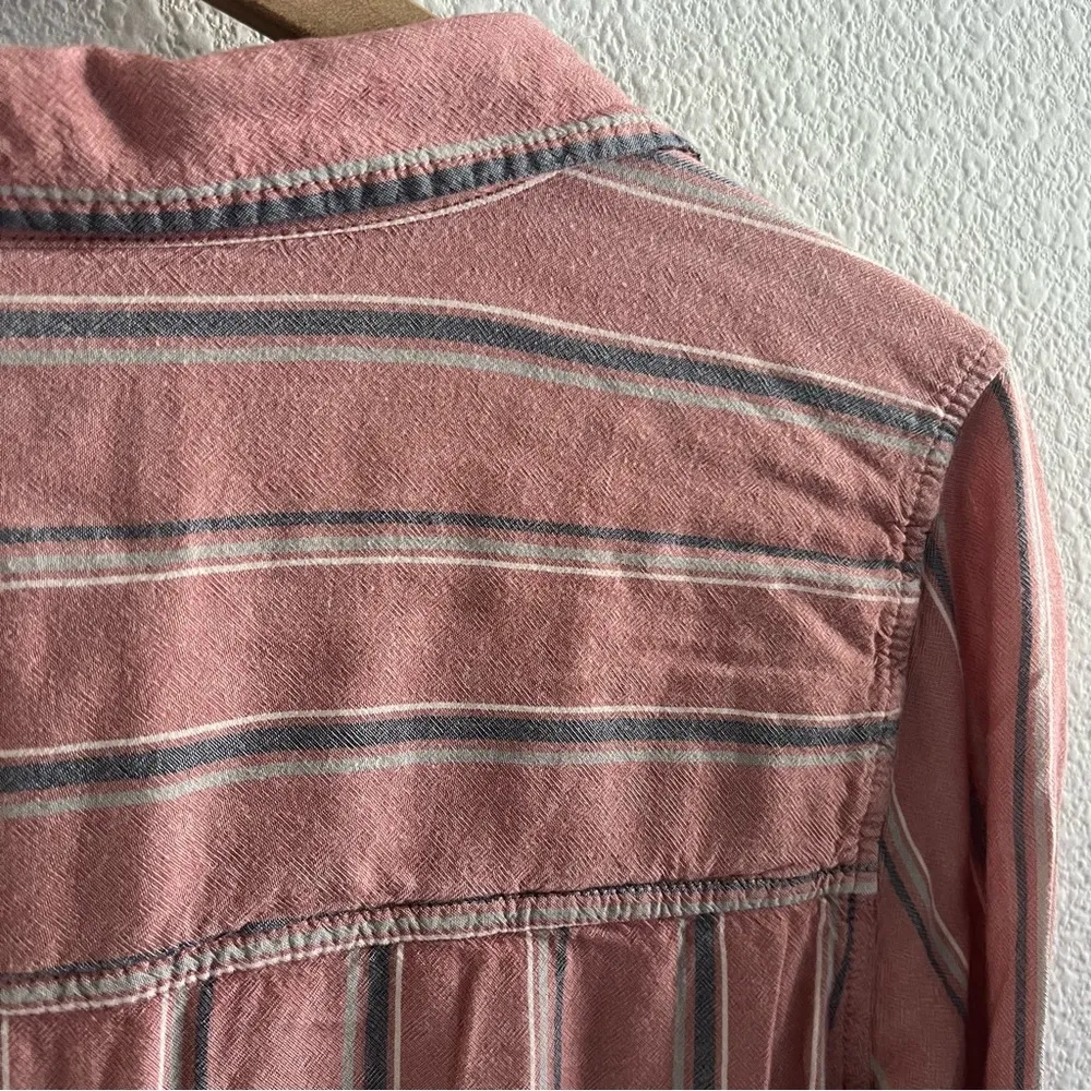 American Eagle Oversized Fit Striped Button Front Long Sleeve Medium - Image 8