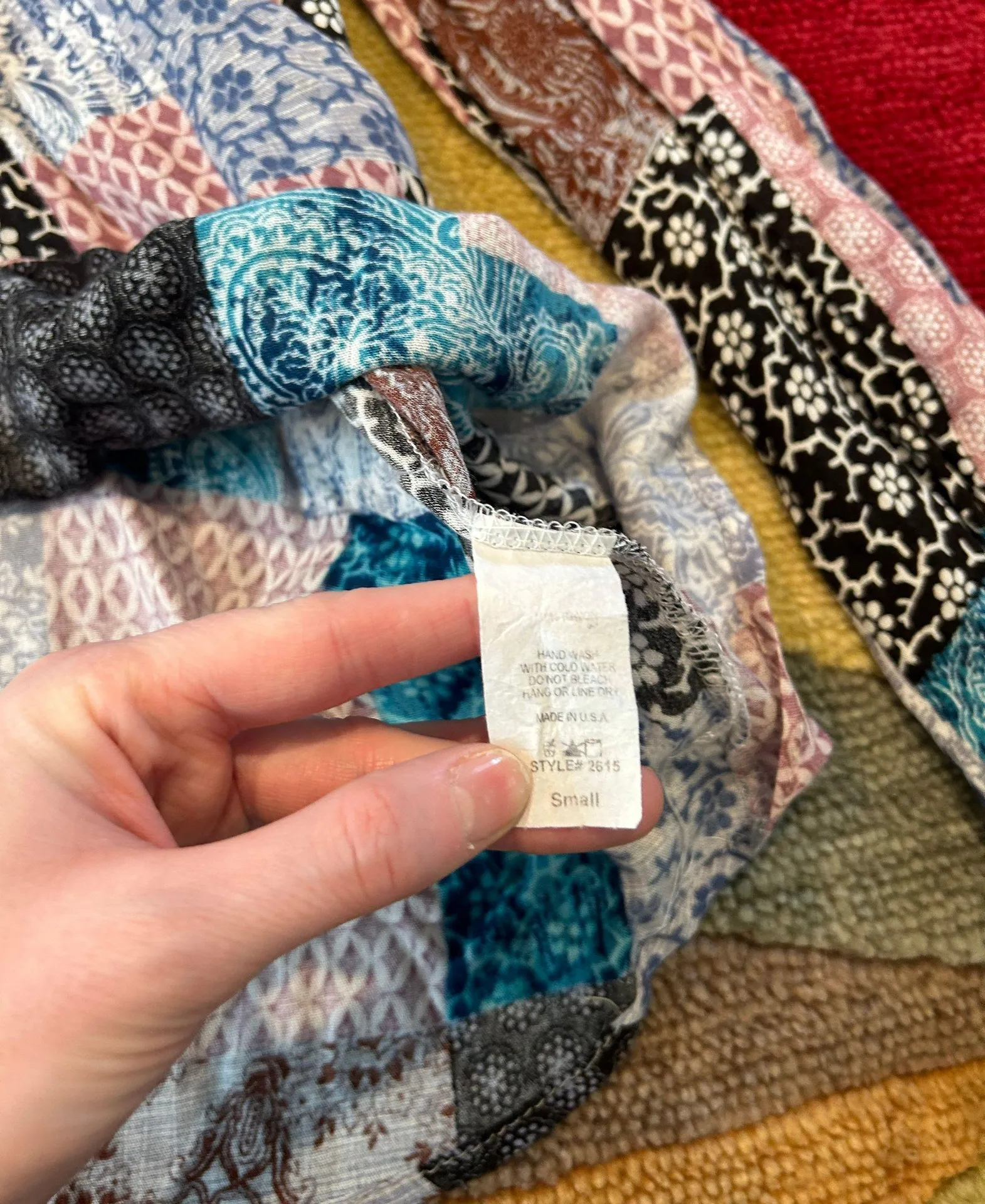 Sheer Patchwork Cold Shoulder Open Shoulder Blouse Long Sleeve Top Small - Image 4