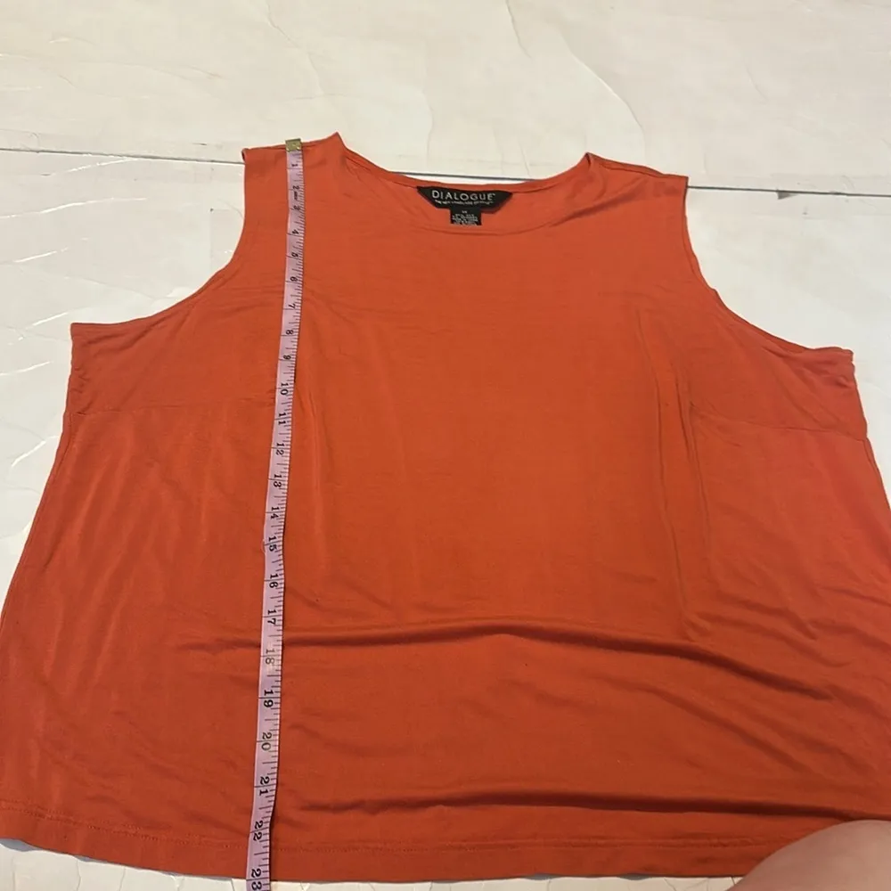 Dialogue  Silk Orange Tank Top Plain Womens 1X Spring Casual Basic Essential - Image 4