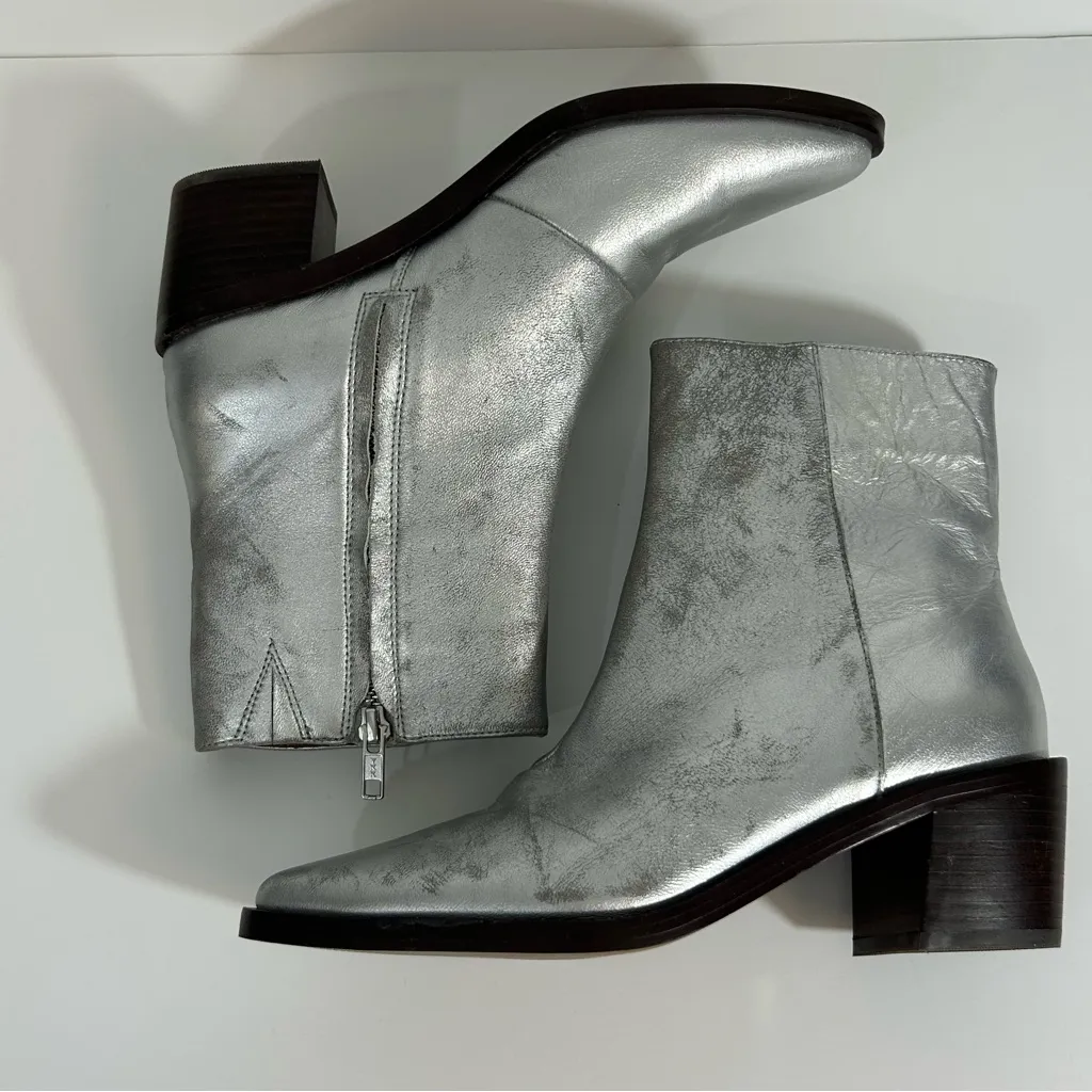 Madewell The Darcy Ankle Boots Silver Size 7 - Image 4