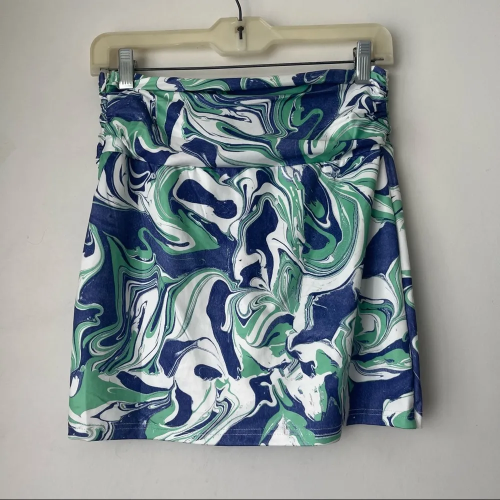 Zoe Blue Green White Swirl Mini Skirt 4 - Image 6
