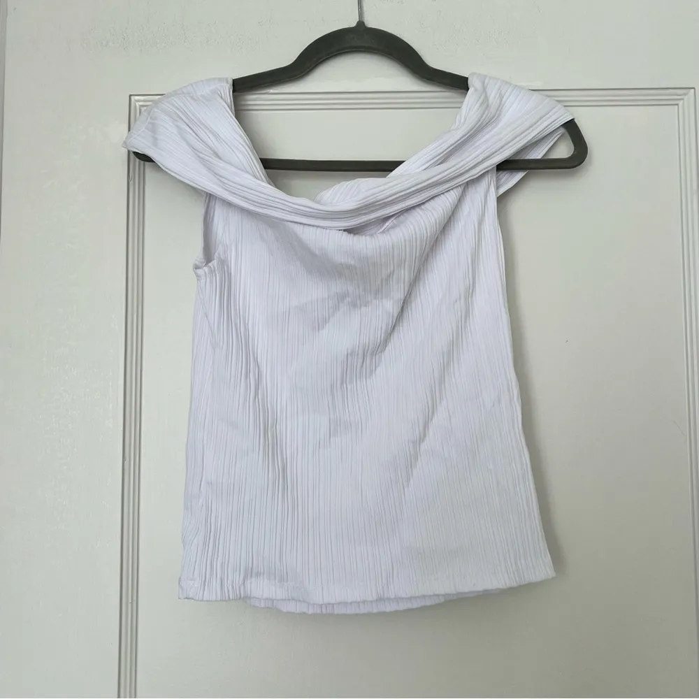 Madewell Ribbed Off-the-Shoulder Top in Eyelet White Size Small NWT - Image 4