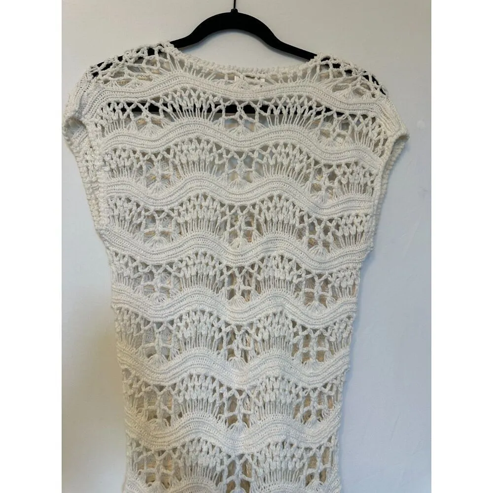 Shoshanna Swim Ivory Dolman Sleeve Macramé Tunic Size Small - Image 7