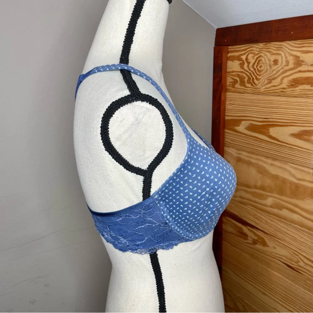 Victoria’s Secret Body By Victoria Racerback Demi Bra Blue Paisley 32DD - Image 2