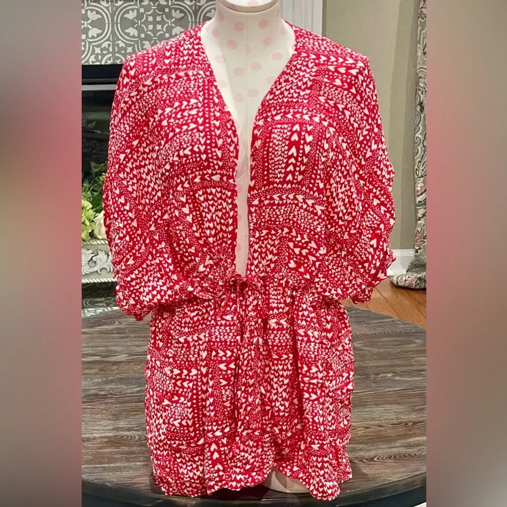 Red/White Heart Kimono Robe - One Size - NWT - Valentine’s Day - Image 2