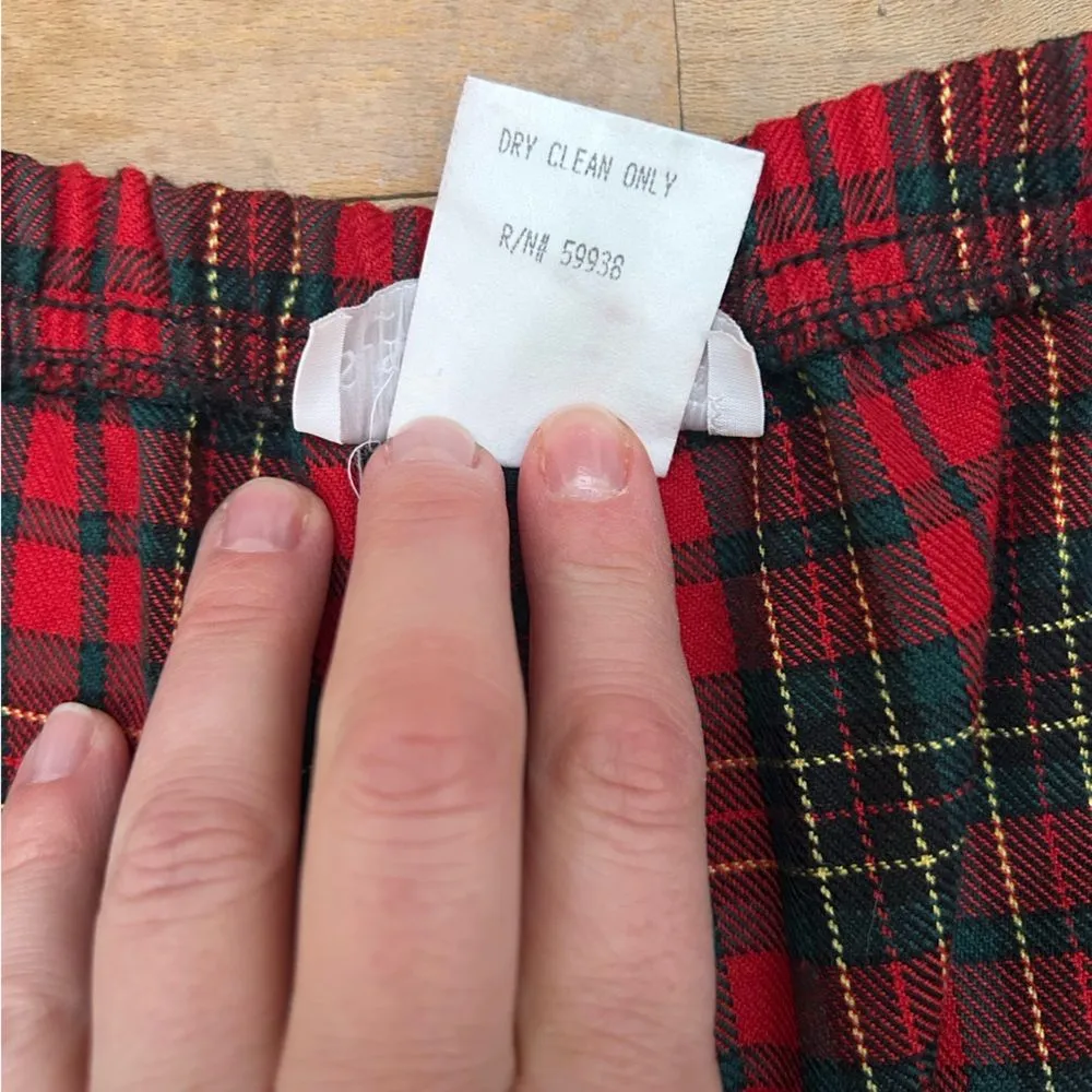 Susan Burrowes Red Green Tartan Buffalo Plaid Skort Skirt Vintage Vtg Size 12 - Image 6