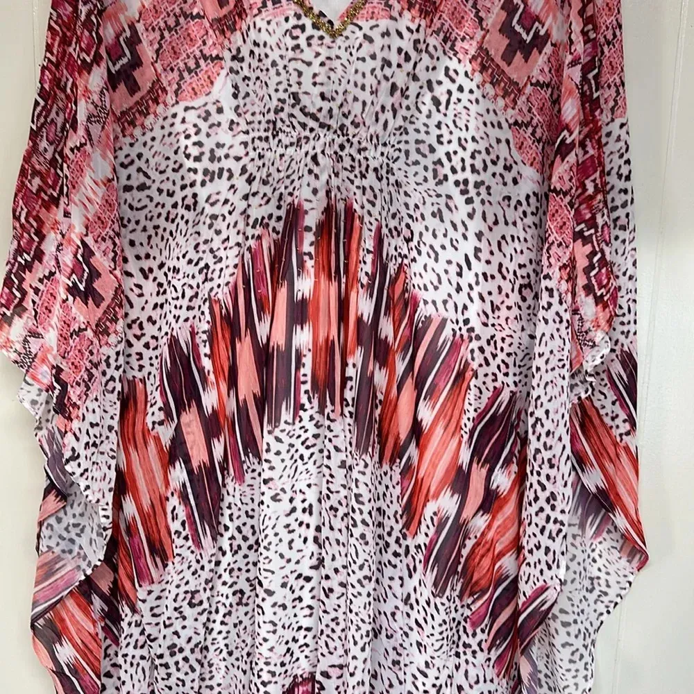 Jennifer Lopez Women Batwing Jeweled V-Neck Tops Blouse  Size L - Image 3