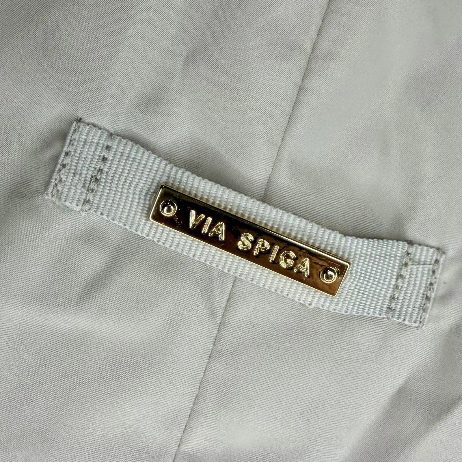 MSRP $220 Via Spiga Ruched Sleeve Packable Rain Jacket Tan Size M Medium EUC!! Brown - Image 5