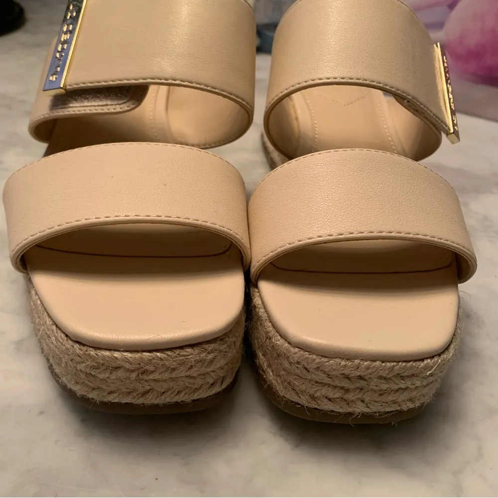 Liz Claiborne Embrook Espadrille Slide Sandals Cream Woven Size 7 Memory Foam - Image 9