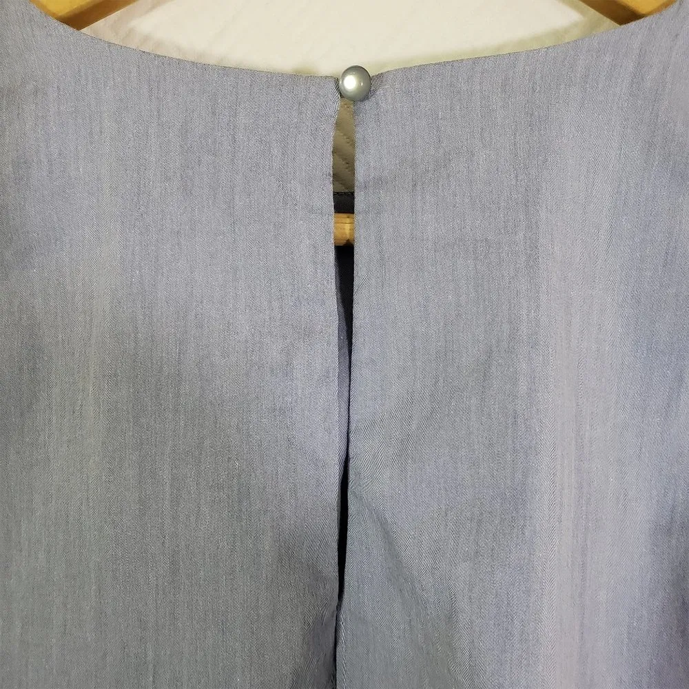 SAKS 5TH AVENUE Small Blue Cold Shoulder, Split Back, Round Neckline Top - Image 6